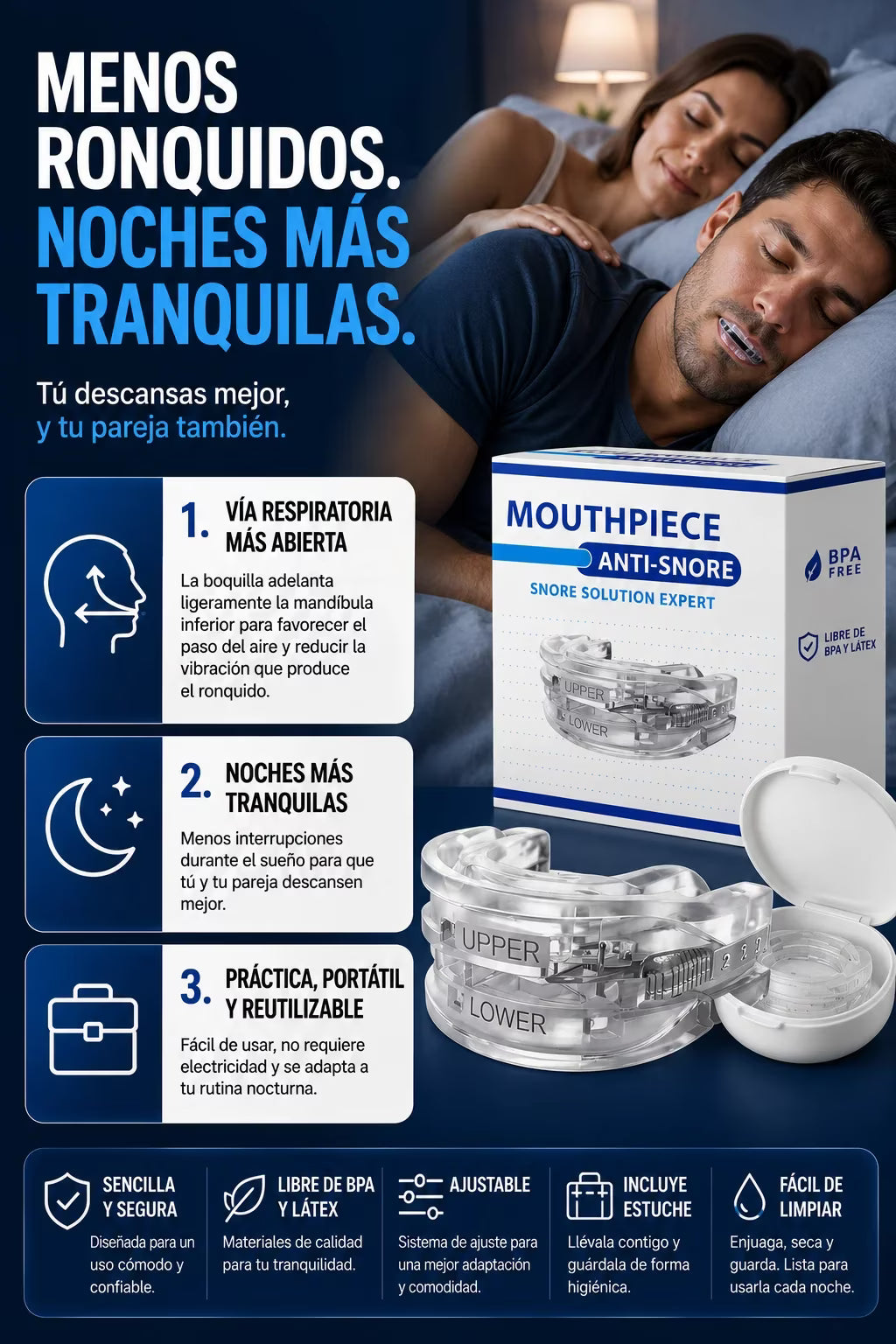 boquilla bucal antirronquidos